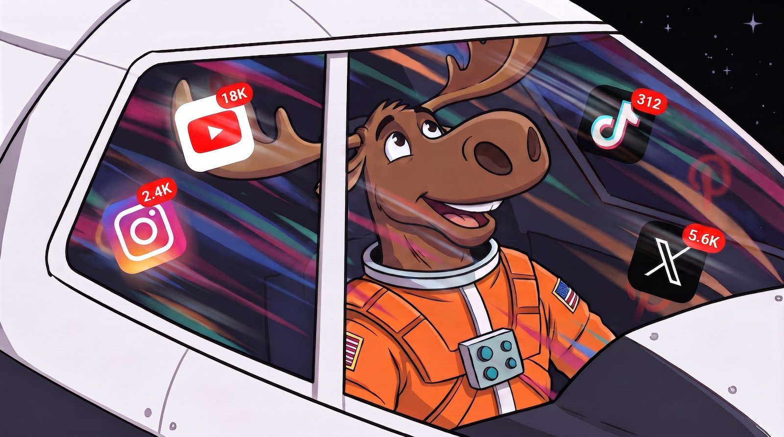Bruce at the controls of his shuttle, the notifications from every platform sliding across the windshield glass in front of him